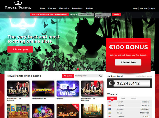 Royal Panda casino games