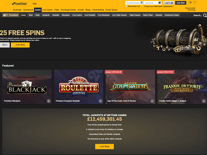Betfair Front Page